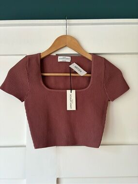 NWT Aritzia • Babaton Sculpt Knit Squareneck Top • Size Small
